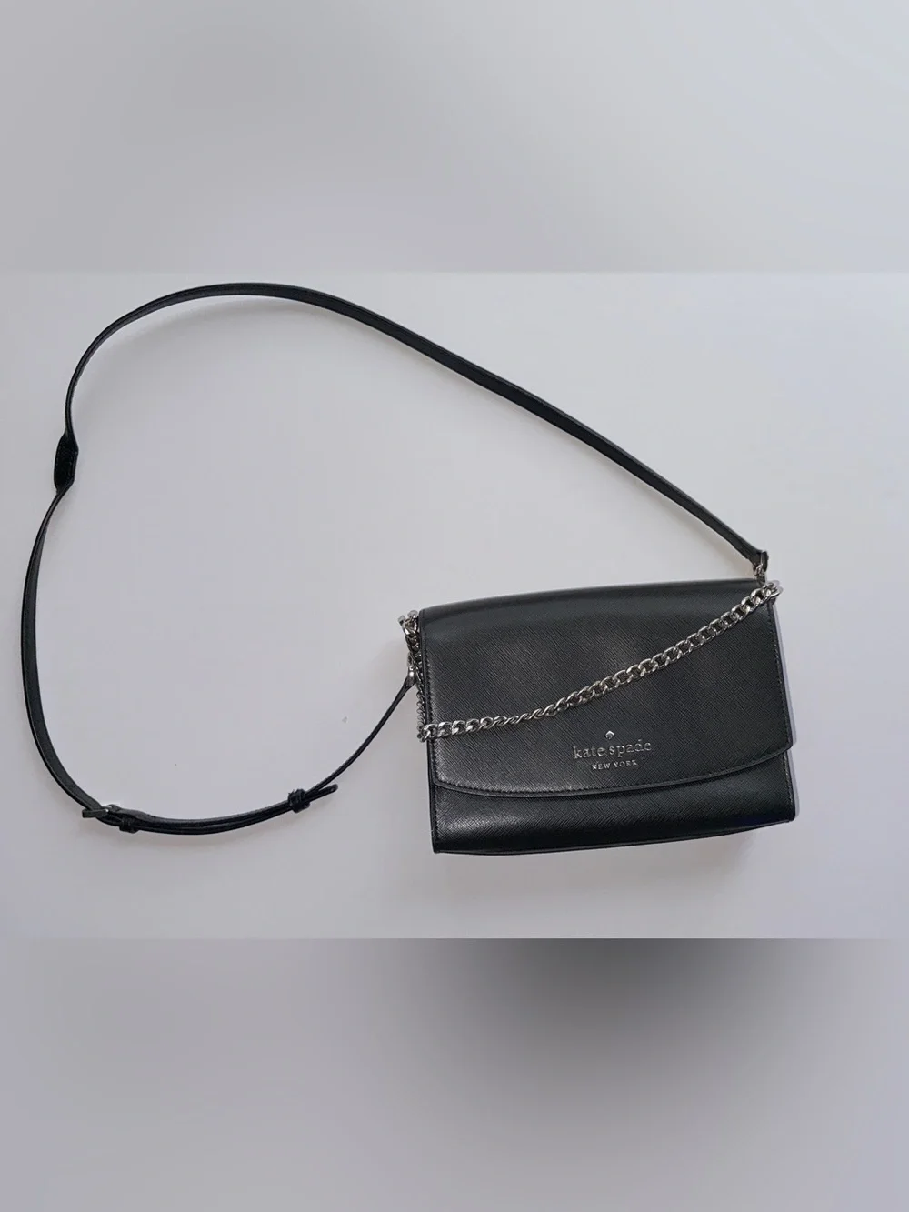 kate spade Black Leather Purse with Gold Chain Detail - Picture 1 of 5